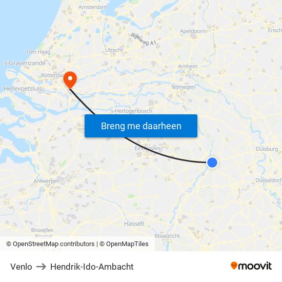 Venlo to Hendrik-Ido-Ambacht map