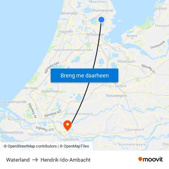 Waterland to Hendrik-Ido-Ambacht map
