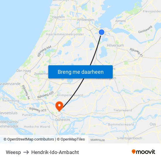 Weesp to Hendrik-Ido-Ambacht map