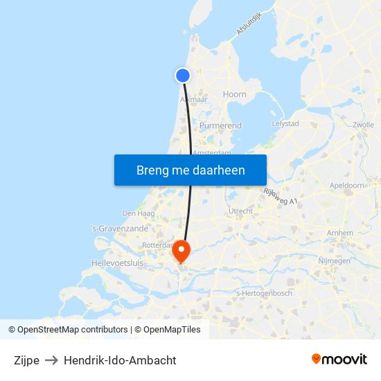 Zijpe to Hendrik-Ido-Ambacht map