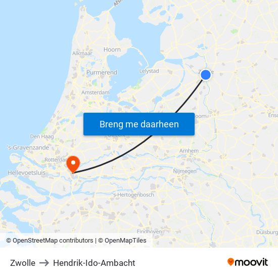 Zwolle to Hendrik-Ido-Ambacht map