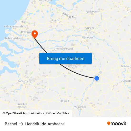 Beesel to Hendrik-Ido-Ambacht map