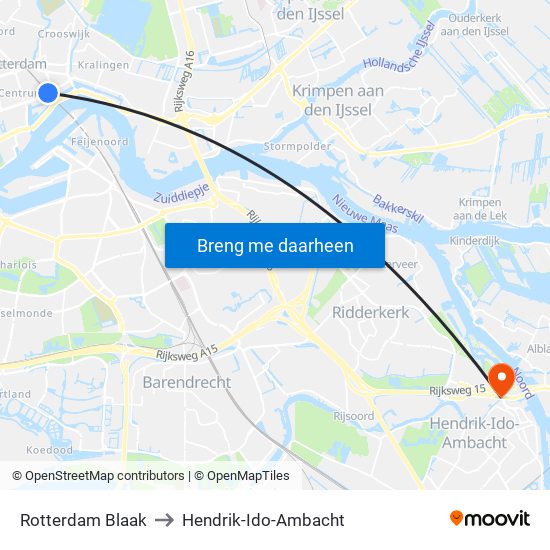 Rotterdam Blaak to Hendrik-Ido-Ambacht map