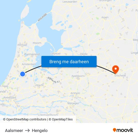 Aalsmeer to Hengelo map