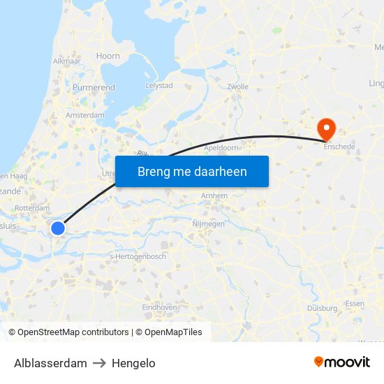 Alblasserdam to Hengelo map