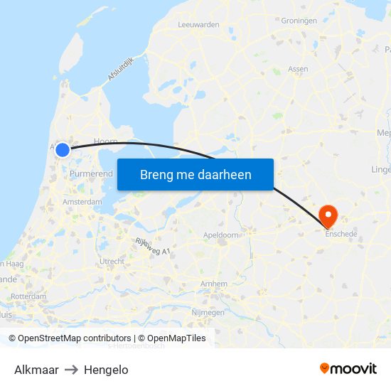 Alkmaar to Hengelo map