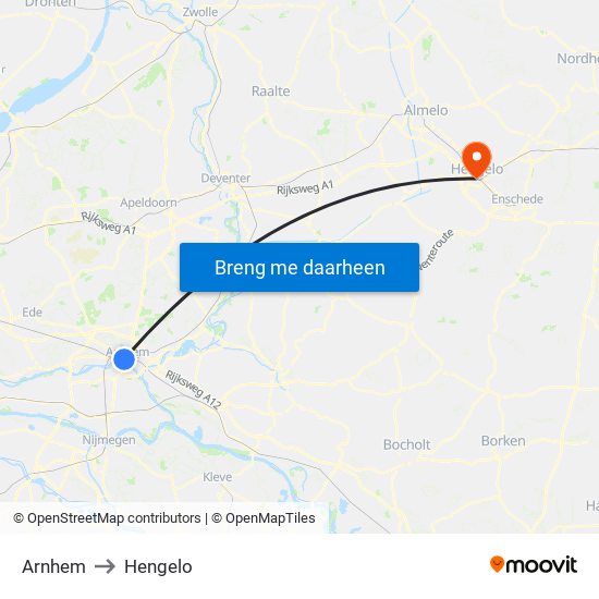 Arnhem to Hengelo map