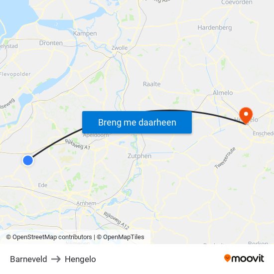 Barneveld to Hengelo map