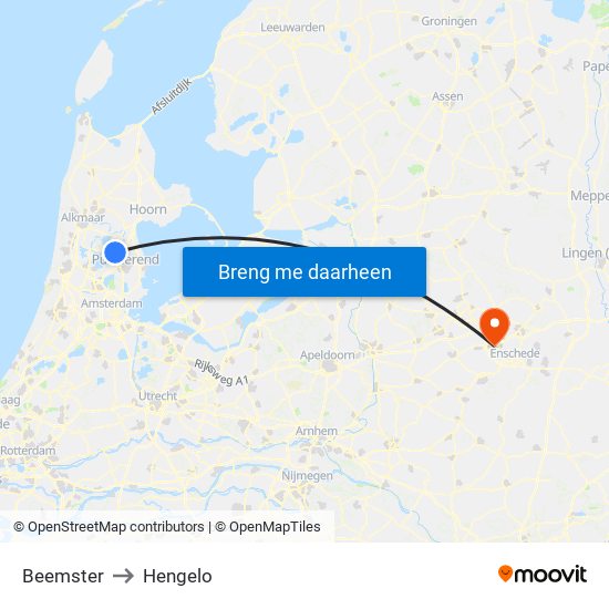 Beemster to Hengelo map