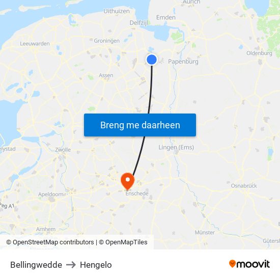 Bellingwedde to Hengelo map