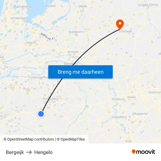 Bergeijk to Hengelo map