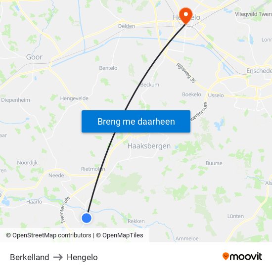 Berkelland to Hengelo map