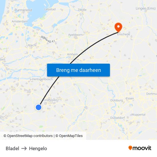 Bladel to Hengelo map