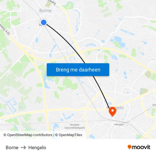 Borne to Hengelo map