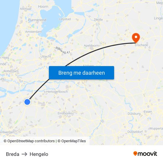 Breda to Hengelo map