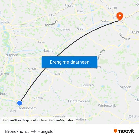 Bronckhorst to Hengelo map