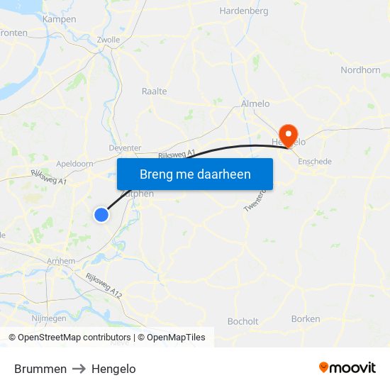 Brummen to Hengelo map
