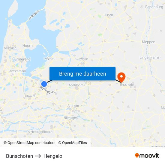 Bunschoten to Hengelo map