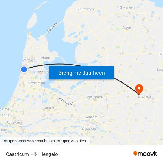 Castricum to Hengelo map