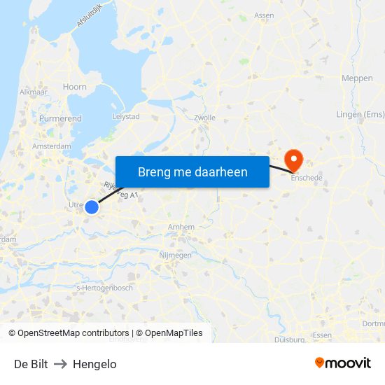 De Bilt to Hengelo map