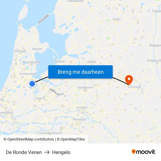 De Ronde Venen to Hengelo map