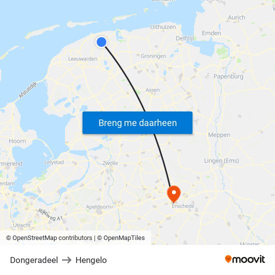 Dongeradeel to Hengelo map