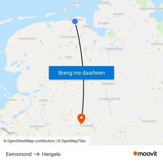 Eemsmond to Hengelo map
