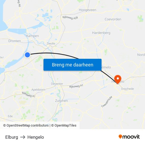 Elburg to Hengelo map