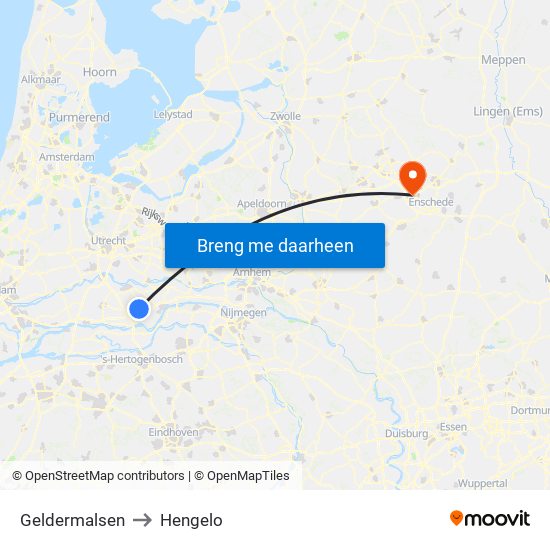Geldermalsen to Hengelo map