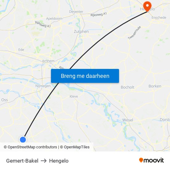 Gemert-Bakel to Hengelo map