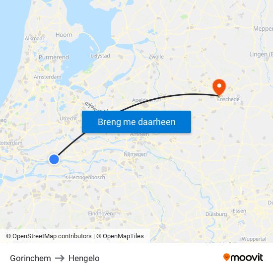Gorinchem to Hengelo map