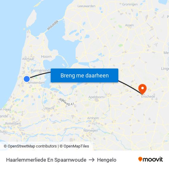 Haarlemmerliede En Spaarnwoude to Hengelo map