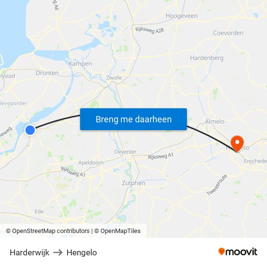 Harderwijk to Hengelo map