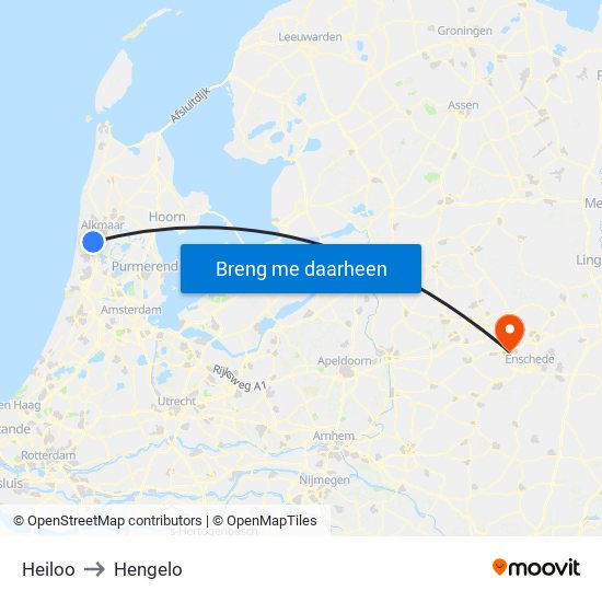 Heiloo to Hengelo map