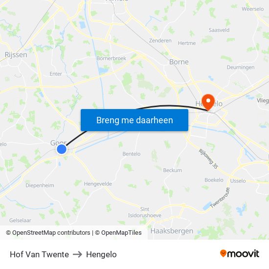 Hof Van Twente to Hengelo map