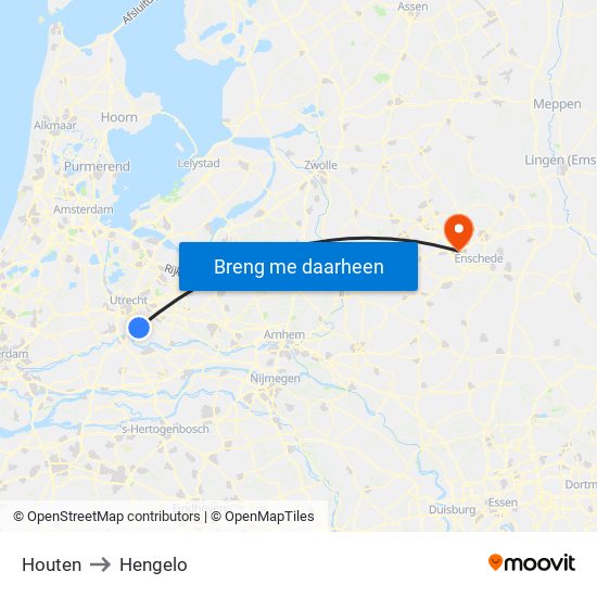 Houten to Hengelo map
