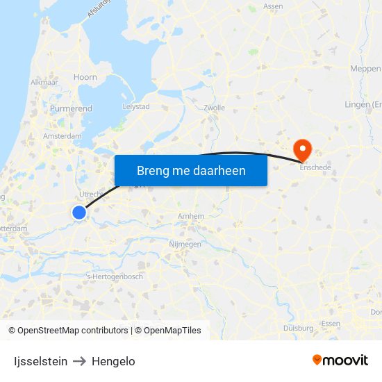 Ijsselstein to Hengelo map