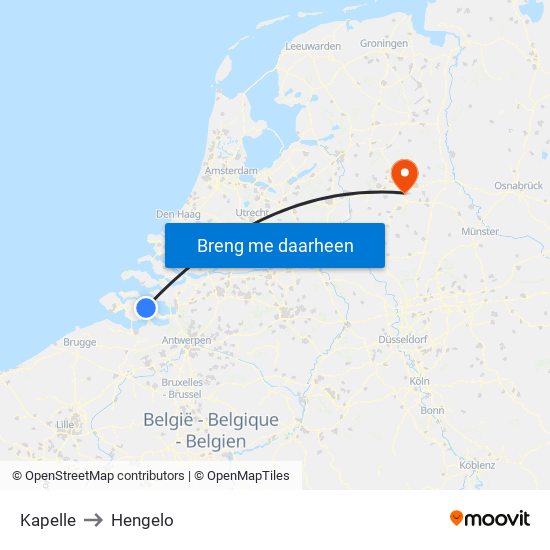 Kapelle to Hengelo map