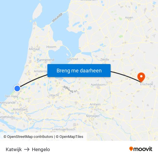 Katwijk to Hengelo map