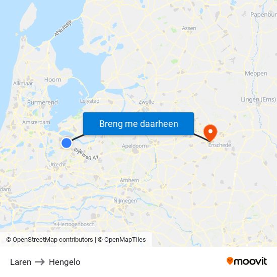Laren to Hengelo map