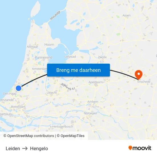 Leiden to Hengelo map