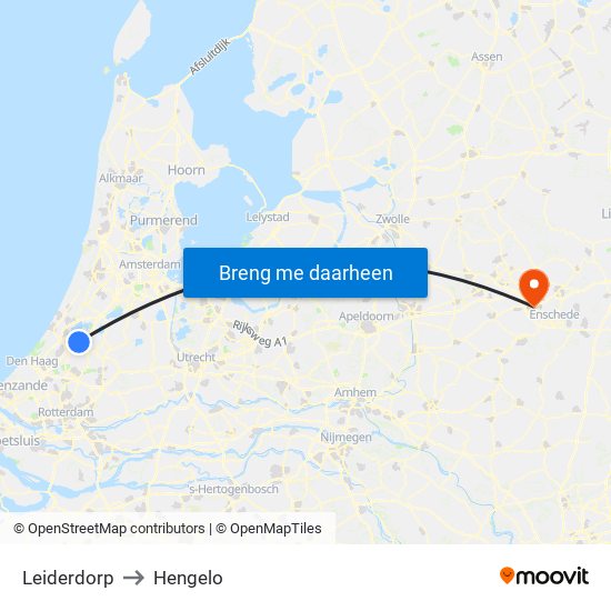Leiderdorp to Hengelo map