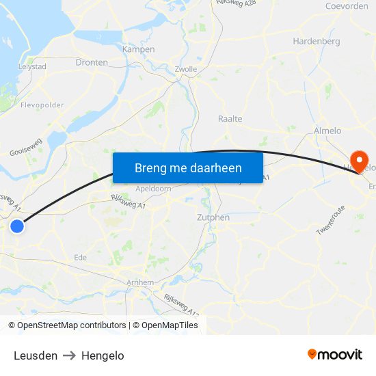 Leusden to Hengelo map