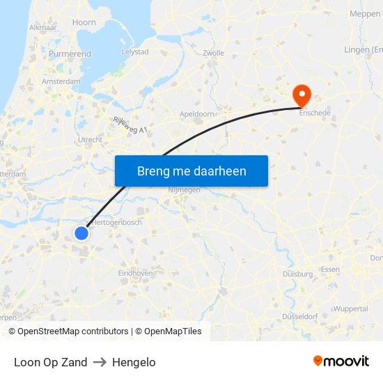Loon Op Zand to Hengelo map