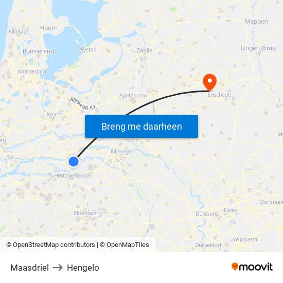 Maasdriel to Hengelo map