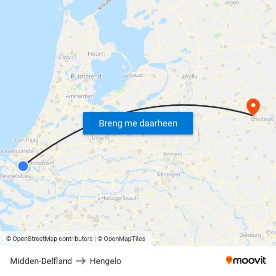 Midden-Delfland to Hengelo map