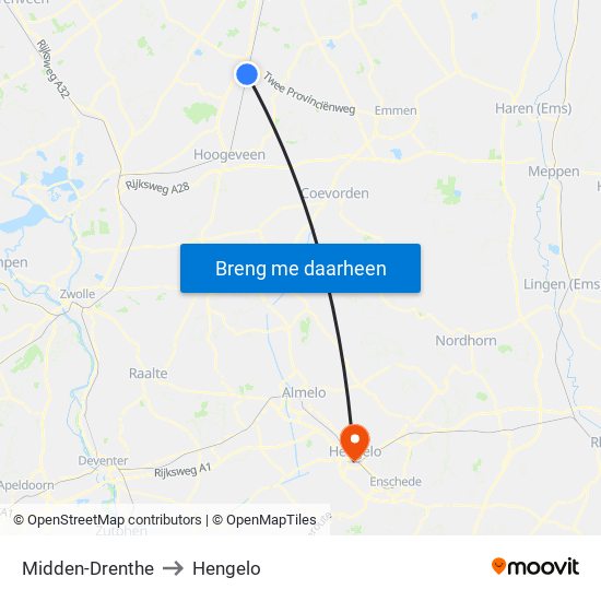 Midden-Drenthe to Hengelo map