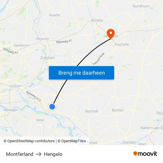 Montferland to Hengelo map