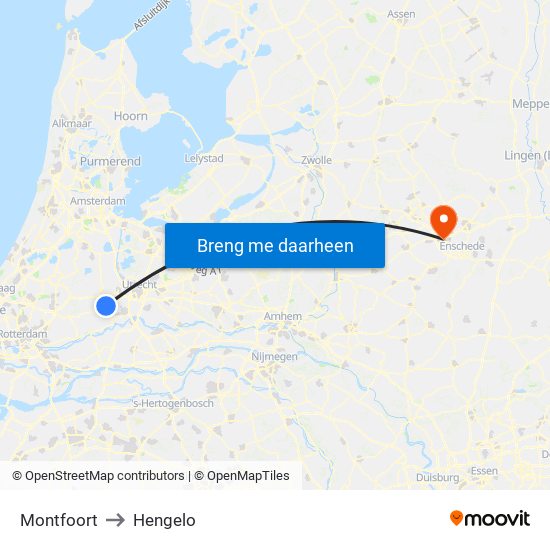 Montfoort to Hengelo map