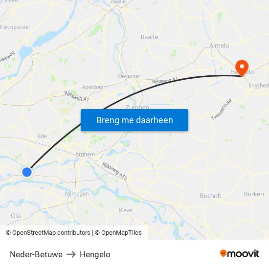 Neder-Betuwe to Hengelo map
